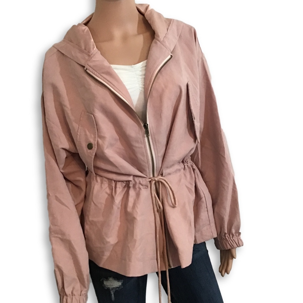 SHEIN Dusty Rose Pink Hooded Jacket Size Large